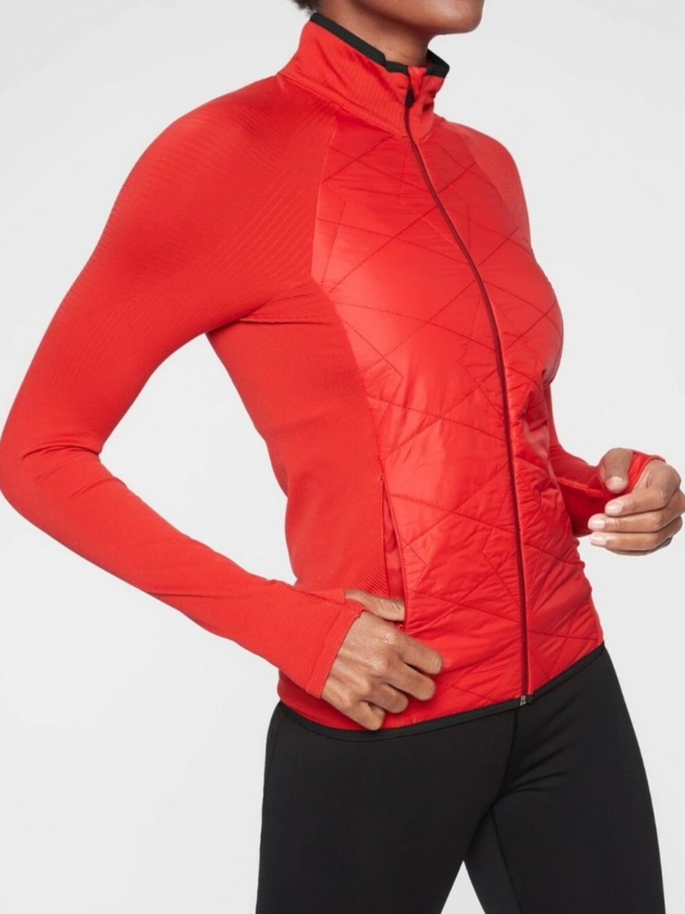 Athleta Flurry Force Red Insulated Primloft Quilted Jacket Size XS